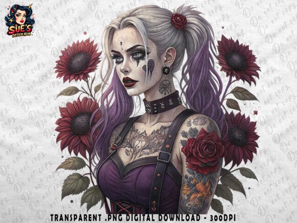 Download Dark Gothic Beauty with Flowers - Beauty Collection