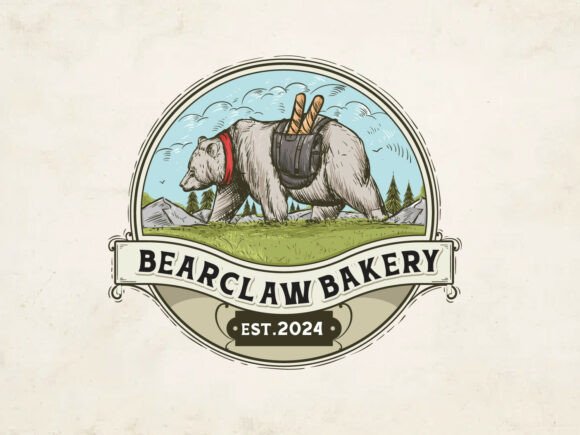 Download Bearclaw Bakery Logo Vintage Hand-Drawn - Bakery Collection