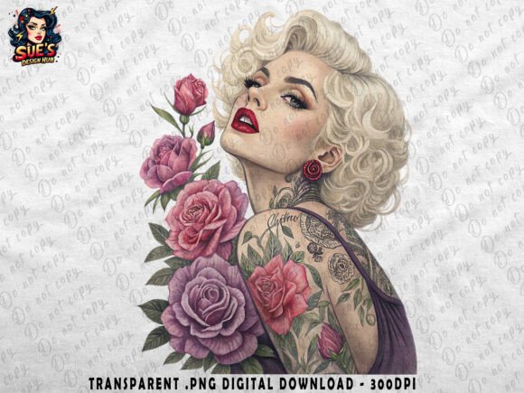 Download Vintage Blonde Beauty with Floral Tattoo - Beauty Collection