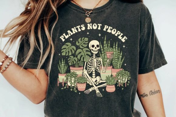 Download Retro Skeleton Gardening Plants Not People Vintage Boho Plant Lover Png - People Collection
